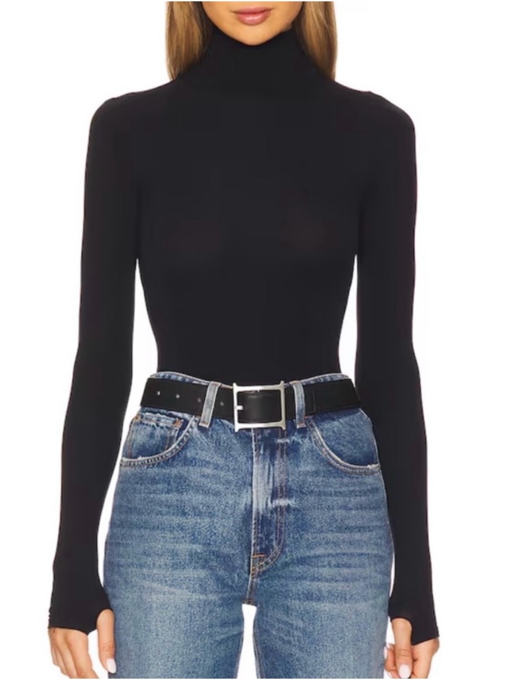 Commando Black The Ballet Turtleneck Long-Sleeve Bodysuit with Thumbholes NEW - Picture 5 of 5